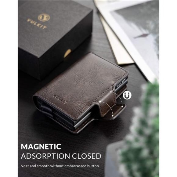 Credit Card Holder RFID Blocking Leather Automatic Pop Up Wallet for Men - Picture 5 of 7